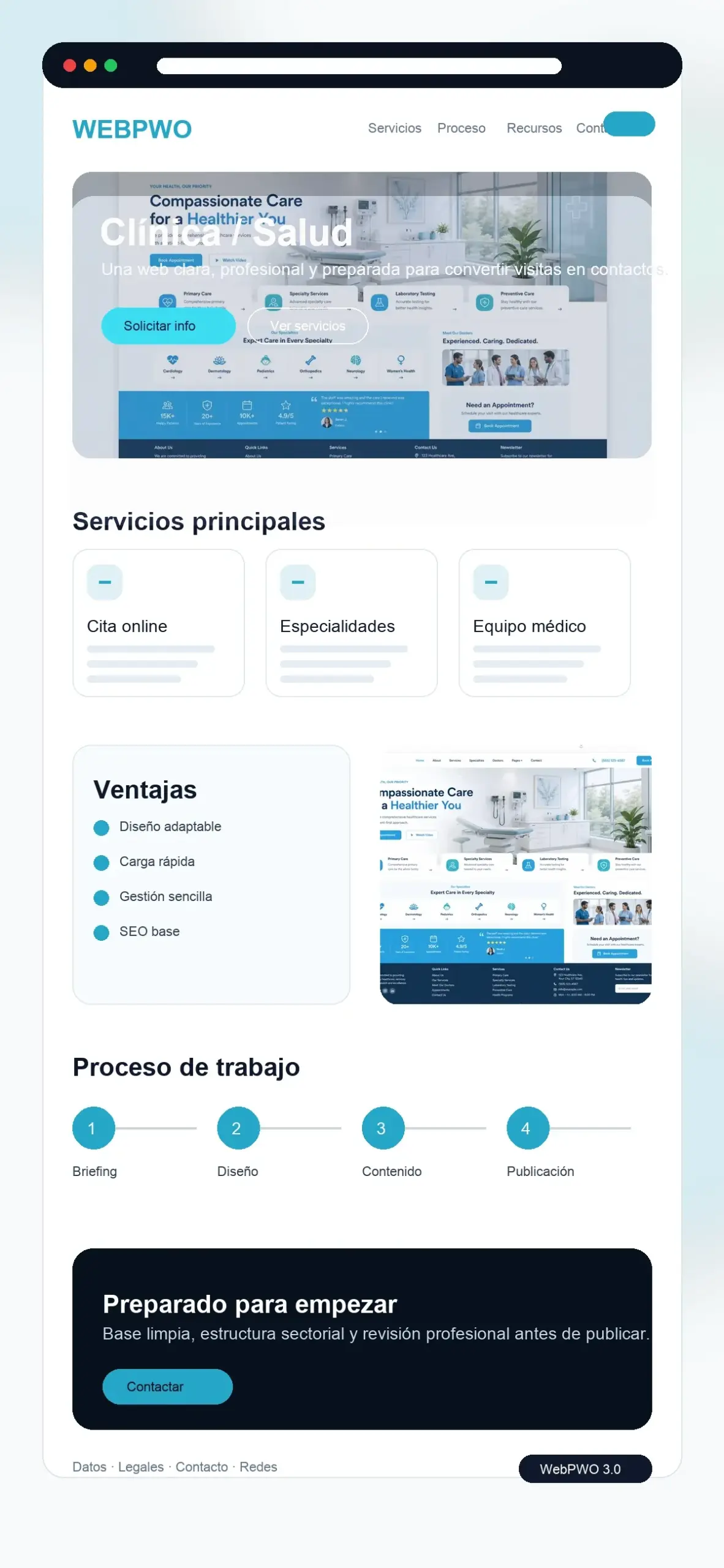 Captura vertical sectorial WebPWO 3.0 para clínica o servicios de salud
