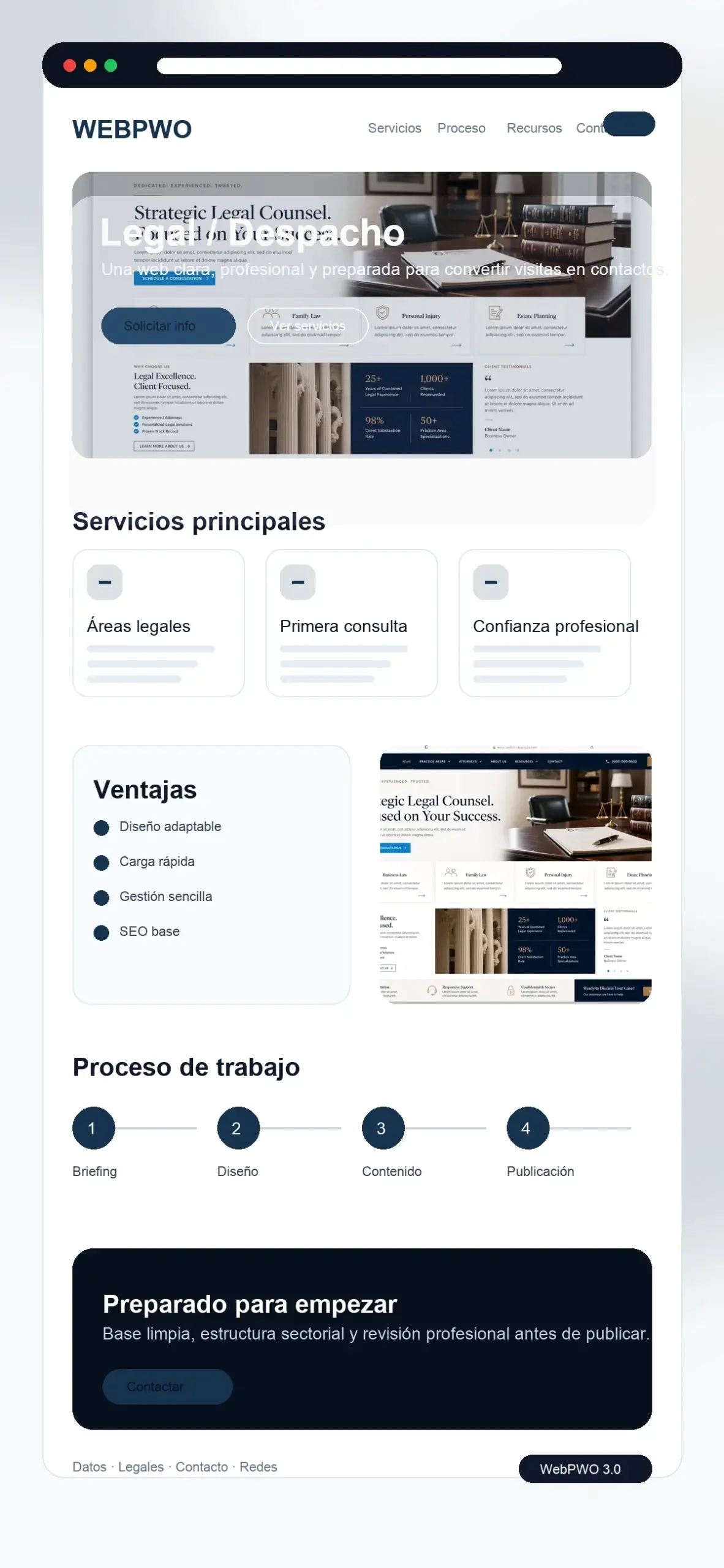 Captura vertical sectorial WebPWO 3.0 para despacho legal
